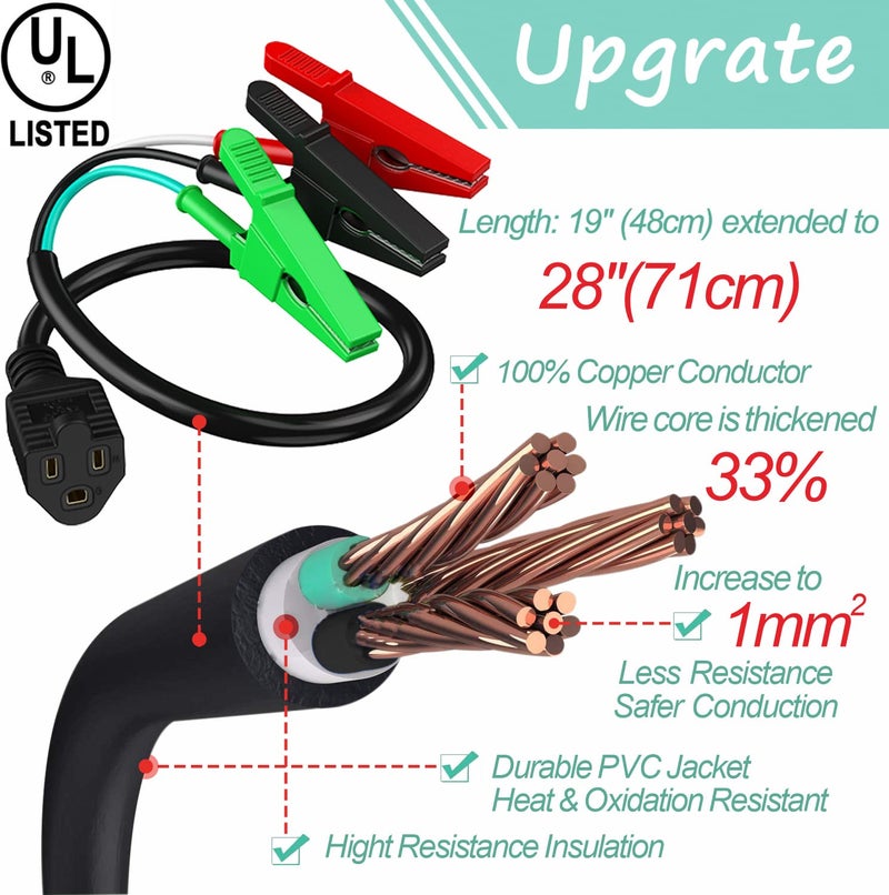 ViewReal Heavy HVAC Adaptor Cord HVAC Tools HVAC Accessories Compatible with Yellow Jacket 69522 Power Extension Cord for Yellow Jacket Gauges Apply to Vacuum Pumps,Breaker Finder(RT250, ET300 and ET310) - Image 3